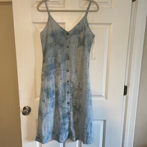 Roxy Wild Ties Midi Slip Dress in Tie-Dye Blue Size Medium